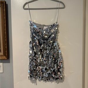 NWT 12th Tribe Pippa Silver Disco Sequin Dress
